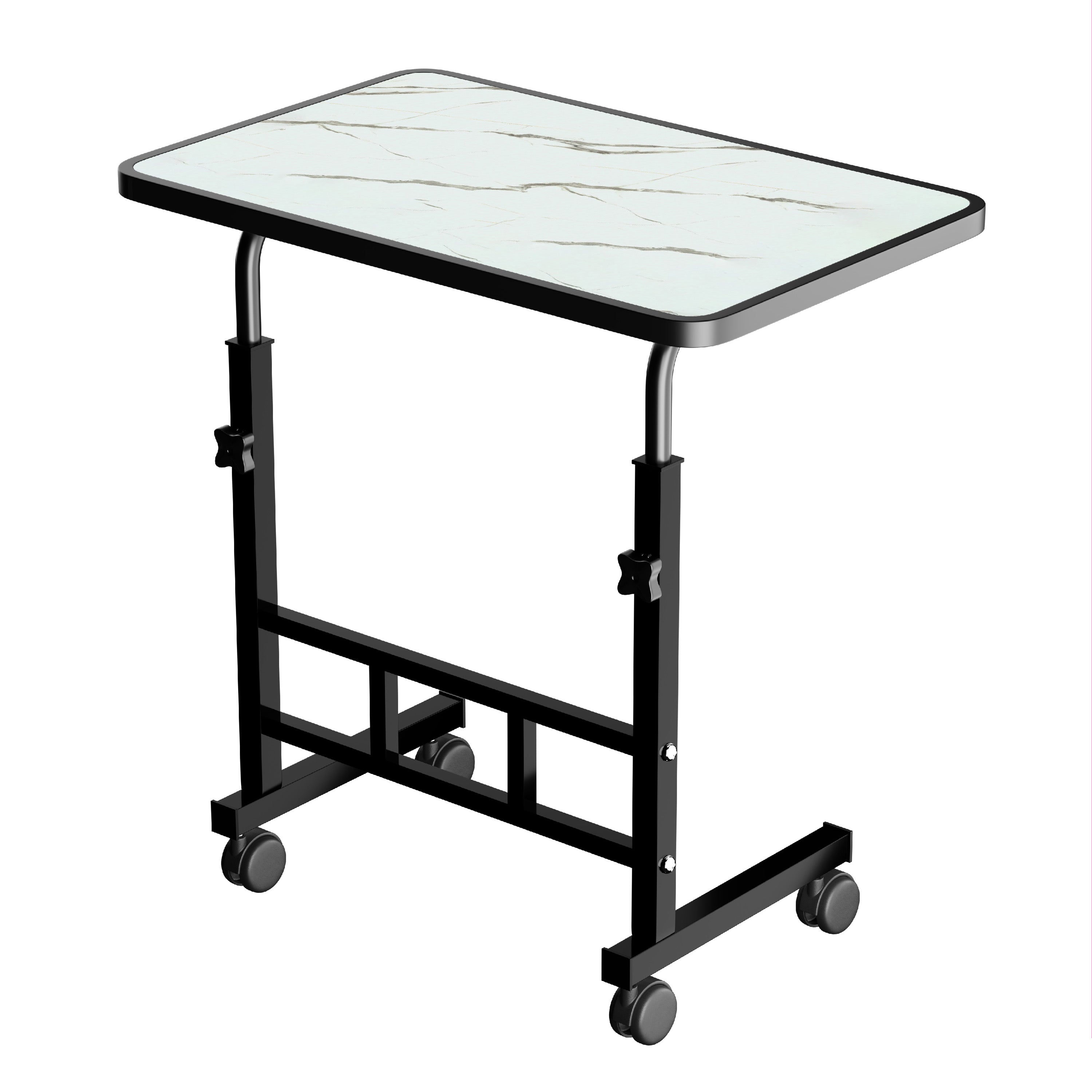 SHIVRUDRA MARBLE LIGHT ADJUSTABLE TABLE MARBLE LIGHT HIGHT Wooden, Iron Desk Stand Rotatable Laptop Stand with Adjustable Height Compatible with Universal Laptops (White, Black)
