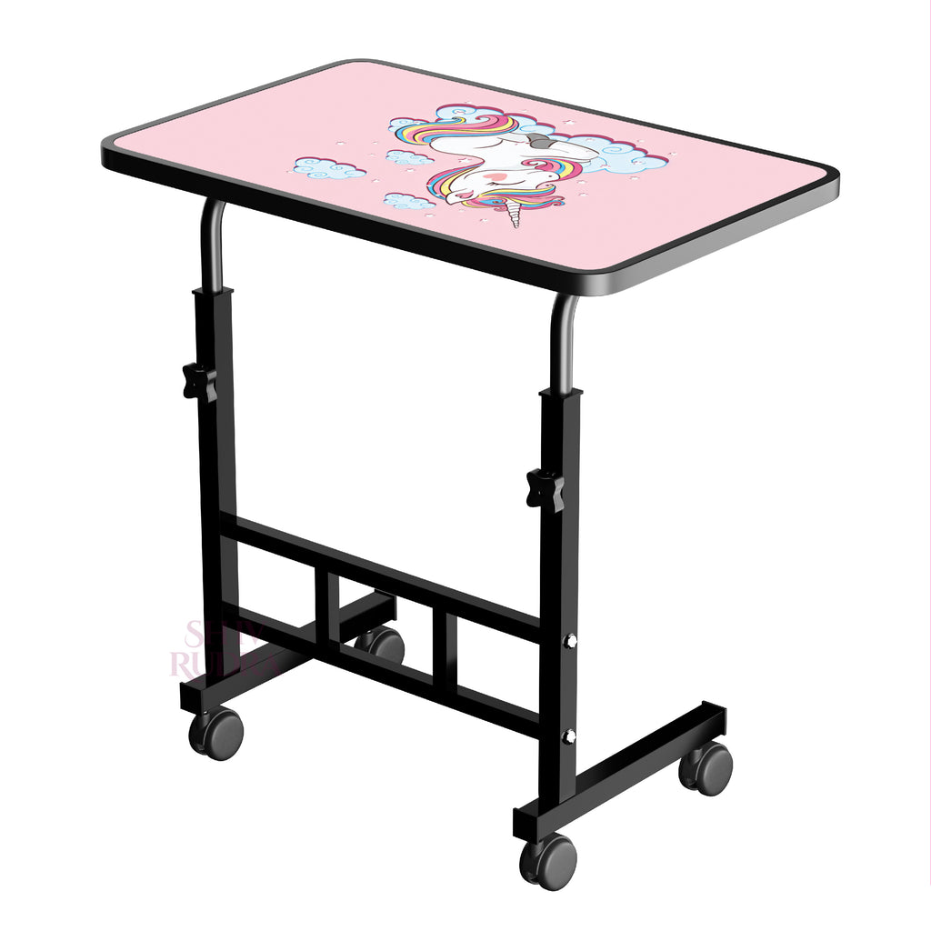 SHIVRUDRA UNICORN ADJUSTABLE TABLE MARBLE LIGHT HIGHT Wooden, Iron Rotatable Laptop Stand with Adjustable Height Compatible with Universal Laptops (Black)