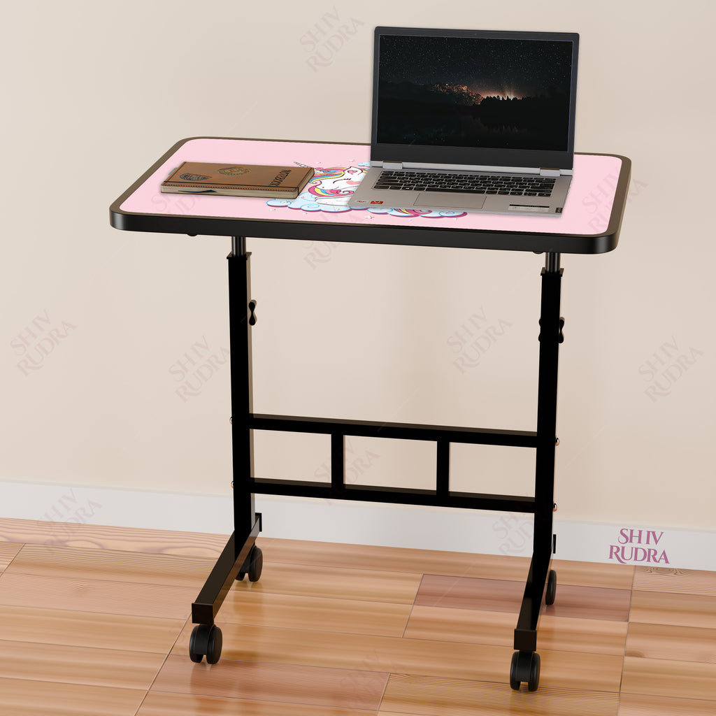 SHIVRUDRA UNICORN ADJUSTABLE TABLE MARBLE LIGHT HIGHT Wooden, Iron Rotatable Laptop Stand with Adjustable Height Compatible with Universal Laptops (Black)