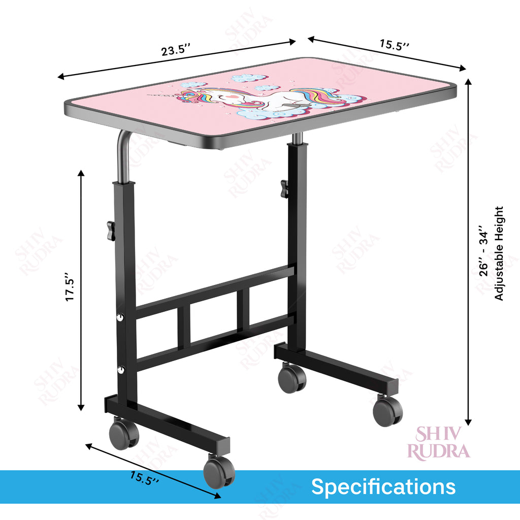 SHIVRUDRA UNICORN ADJUSTABLE TABLE MARBLE LIGHT HIGHT Wooden, Iron Rotatable Laptop Stand with Adjustable Height Compatible with Universal Laptops (Black)