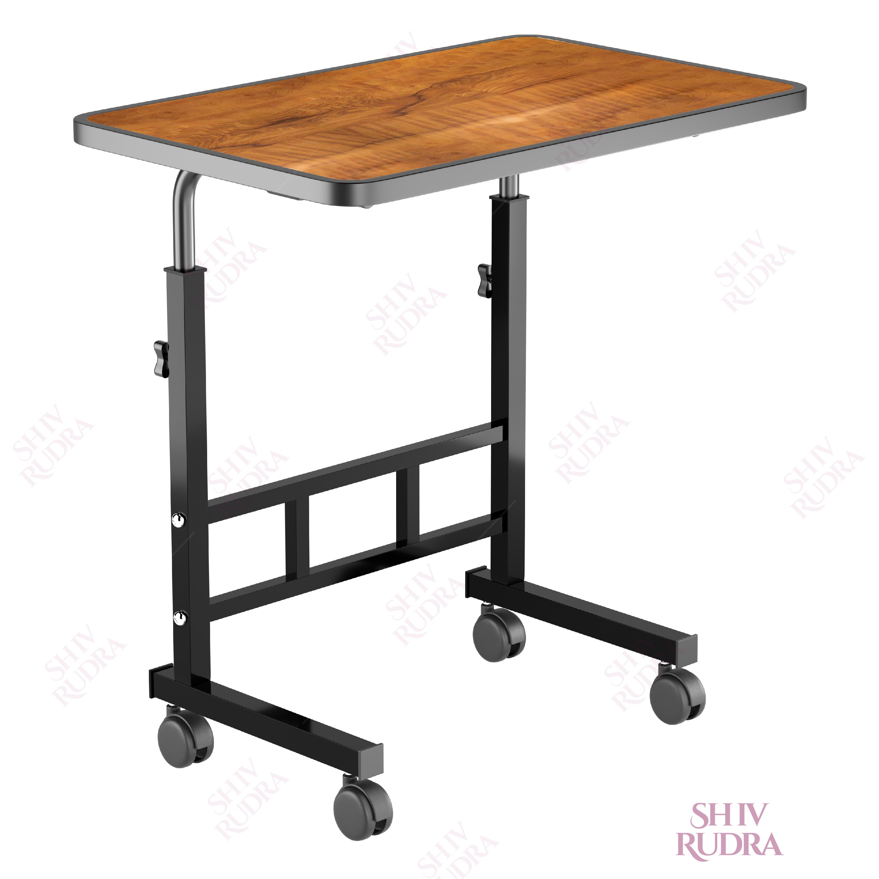 SHIVRUDRA WOODEN ADJUSTABLE TABLE MARBLE LIGHT HIGHT Wooden, Iron Desk Stand Rotatable Laptop Stand with Adjustable Height Compatible with Universal Laptops (Brown)