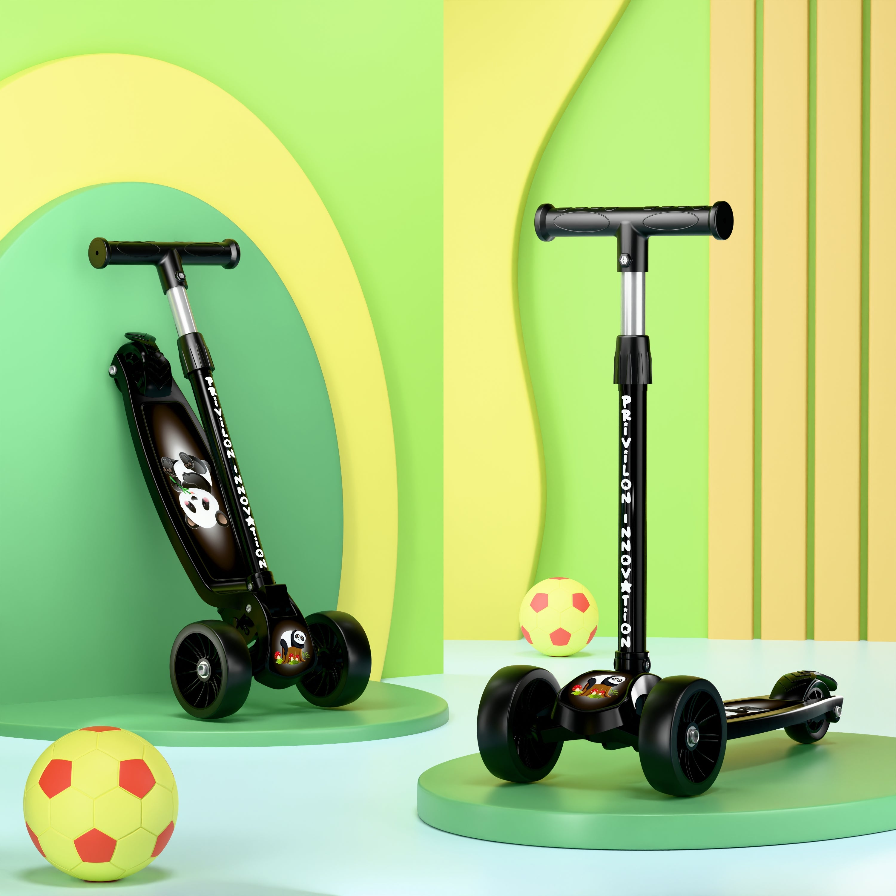 SHIVRUDRA Kids 3-Wheel Kick Scooter | Adjustable Height | Foldable BABY Scooter for 75Kg Kids Scooter (Black, Pack of 1)