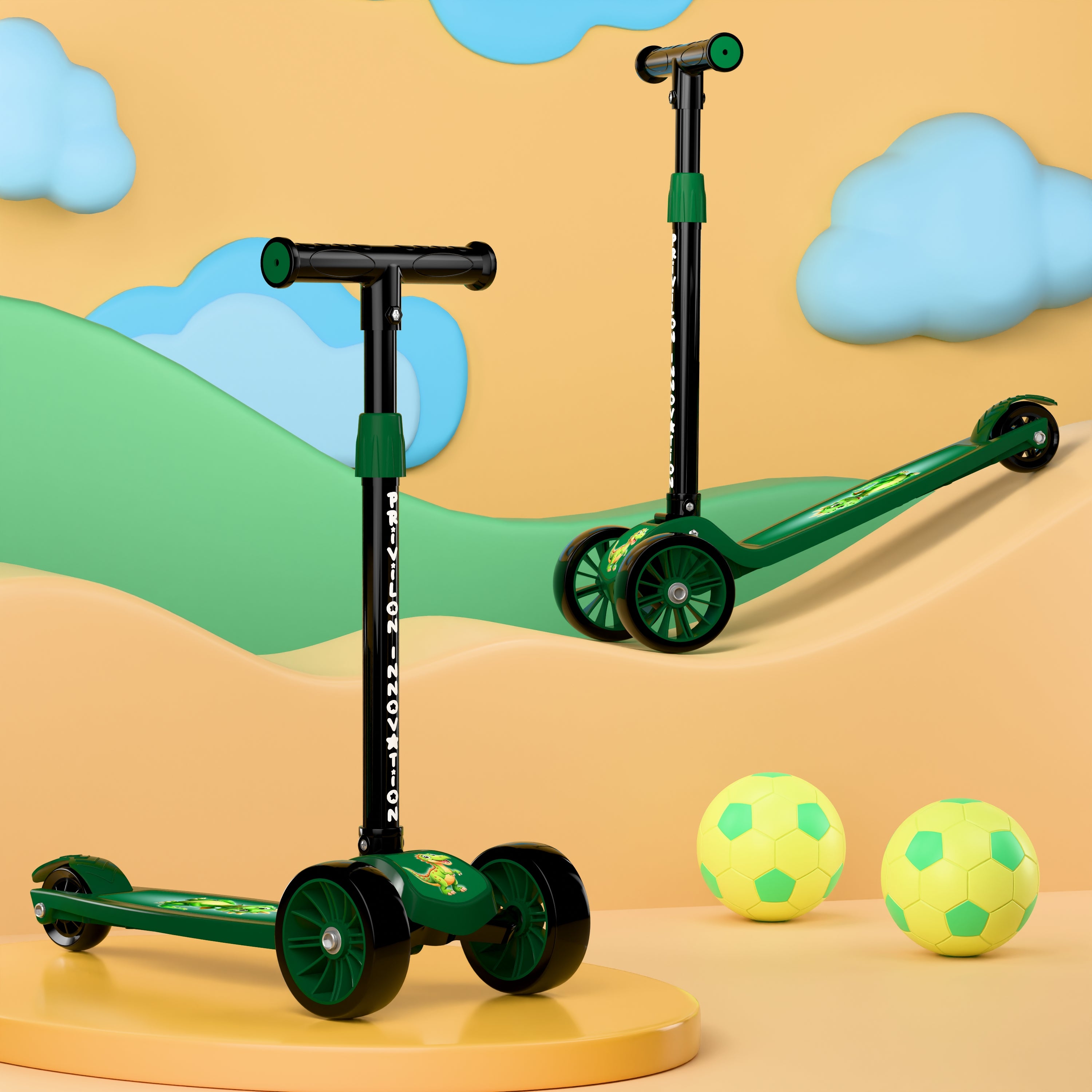 SHIVRUDRA Kids 3-Wheel Kick Scooter | Adjustable Height | Foldable BABY Scooter for 75Kg Kids Scooter (Black, Pack of 1)
