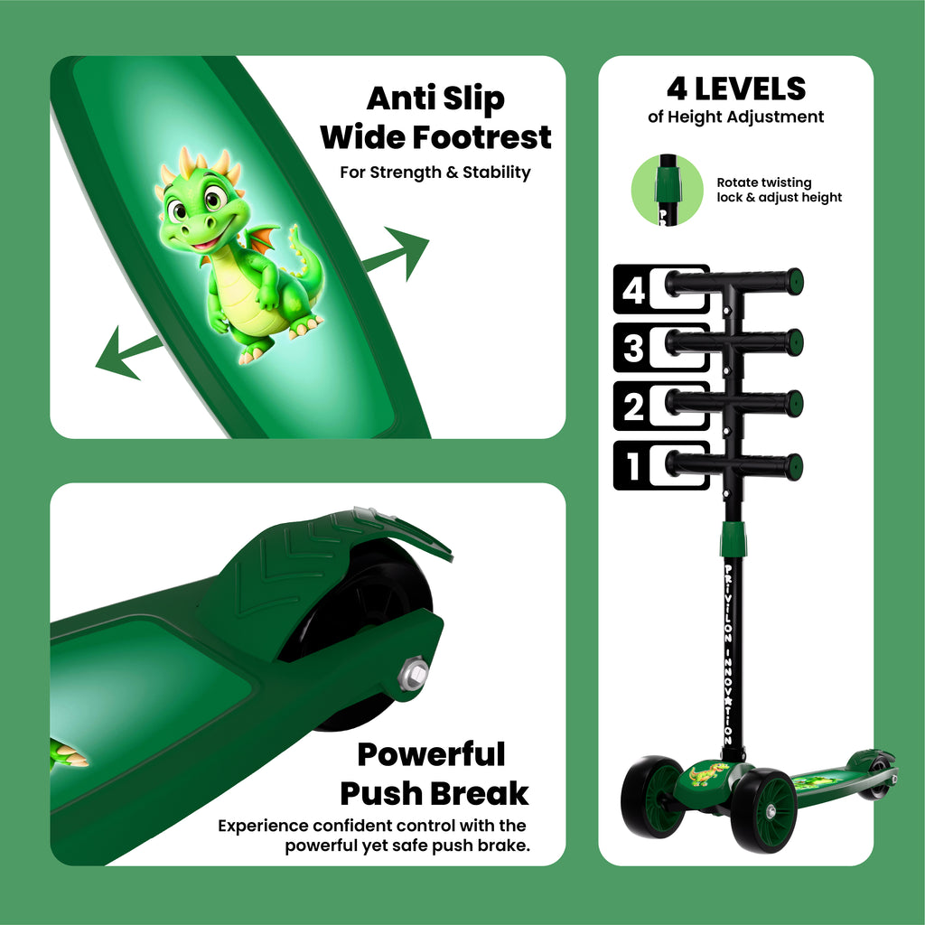 SHIVRUDRA Kids 3-Wheel Kick Scooter | Adjustable Height | Foldable BABY Scooter for 75Kg Kids Scooter (Black, Pack of 1)