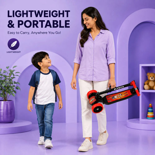SHIVRUDRA Kids 3-Wheel Kick Scooter | Adjustable Height | Foldable BABY Scooter for 75Kg Kids Scooter (Red, Pack of 1)