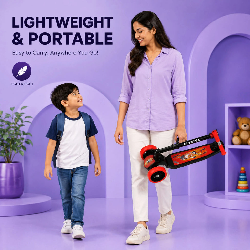 SHIVRUDRA Kids 3-Wheel Kick Scooter | Adjustable Height | Foldable BABY Scooter for 75Kg Kids Scooter (Black, Pack of 1)