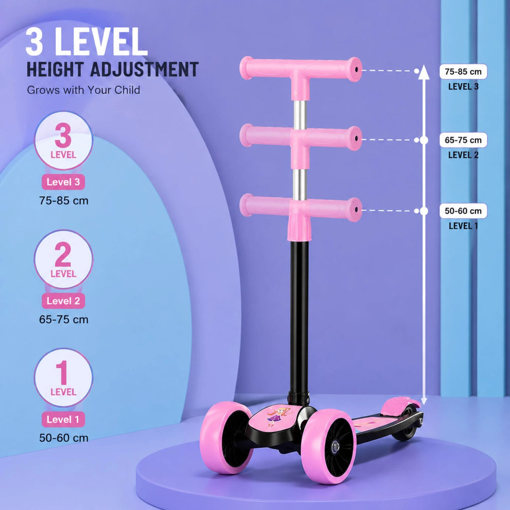 SHIVRUDRA Kids 3-Wheel Kick Scooter | Adjustable Height | Foldable BABY Scooter for 75Kg Kids Scooter (Black, Pack of 1)