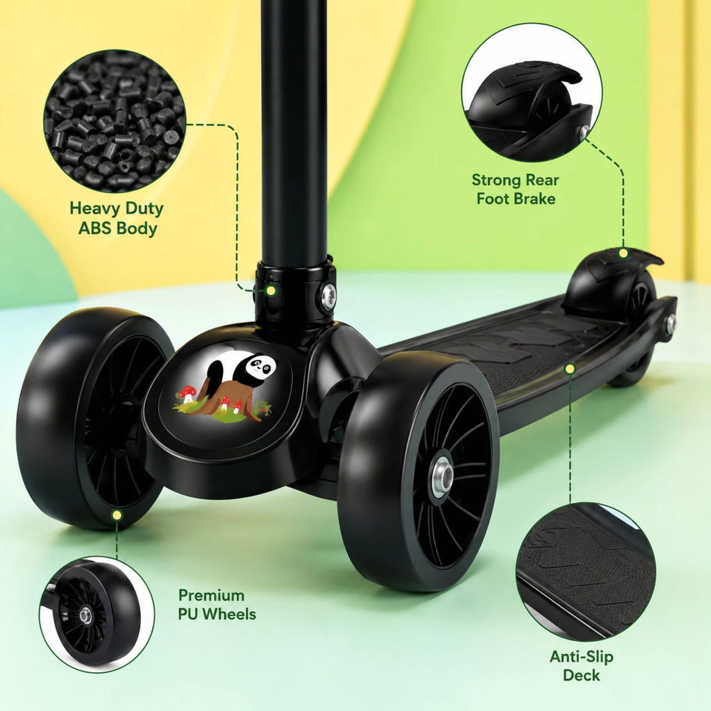SHIVRUDRA Kids 3-Wheel Kick Scooter | Adjustable Height | Foldable BABY Scooter for 75Kg Kids Scooter (Black, Pack of 1)