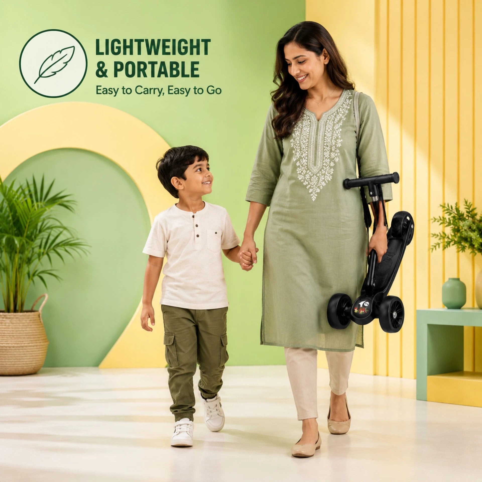SHIVRUDRA Kids 3-Wheel Kick Scooter | Adjustable Height | Foldable BABY Scooter for 75Kg Kids Scooter (Black, Pack of 1)