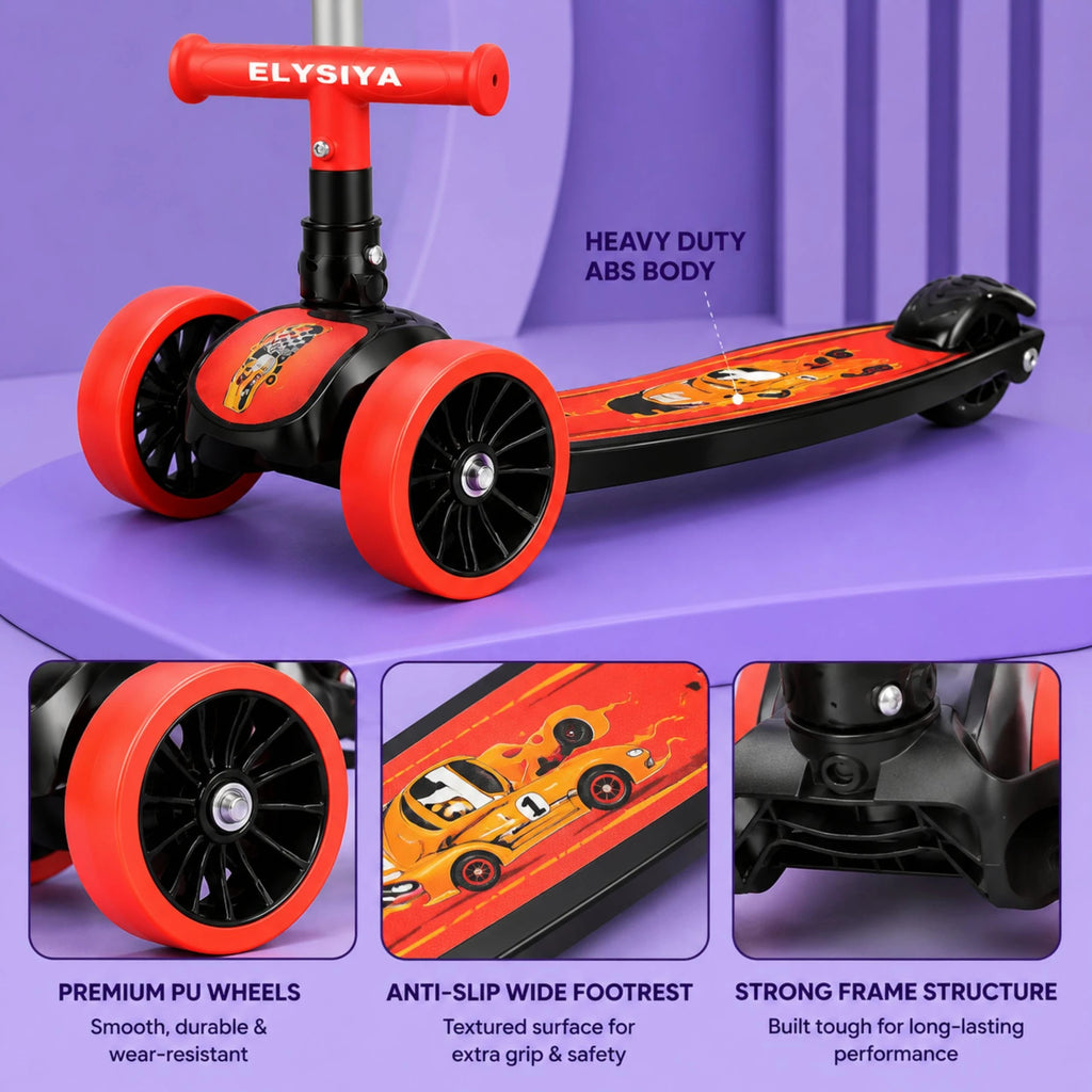 SHIVRUDRA Kids 3-Wheel Kick Scooter | Adjustable Height | Foldable BABY Scooter for 75Kg Kids Scooter (Black, Pack of 1)