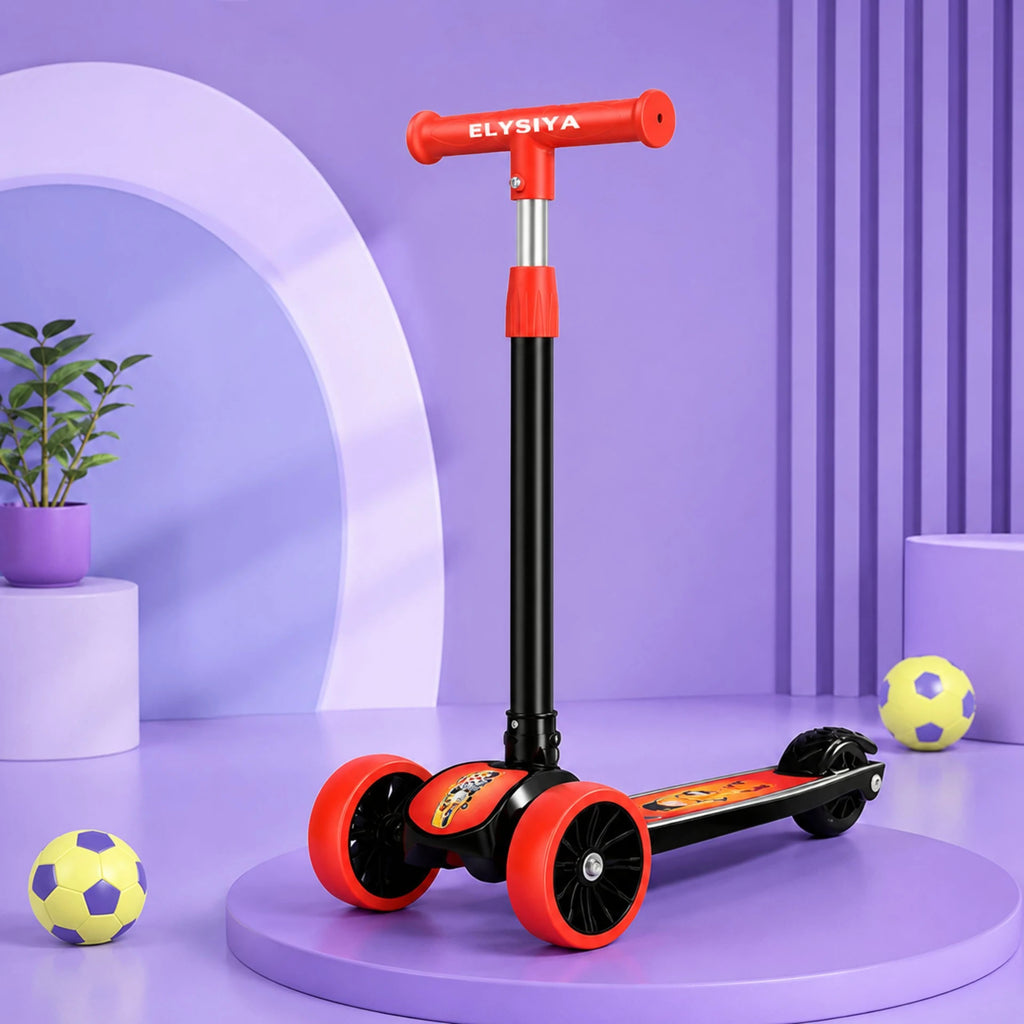 SHIVRUDRA Kids 3-Wheel Kick Scooter | Adjustable Height | Foldable BABY Scooter for 75Kg Kids Scooter (Red, Pack of 1)