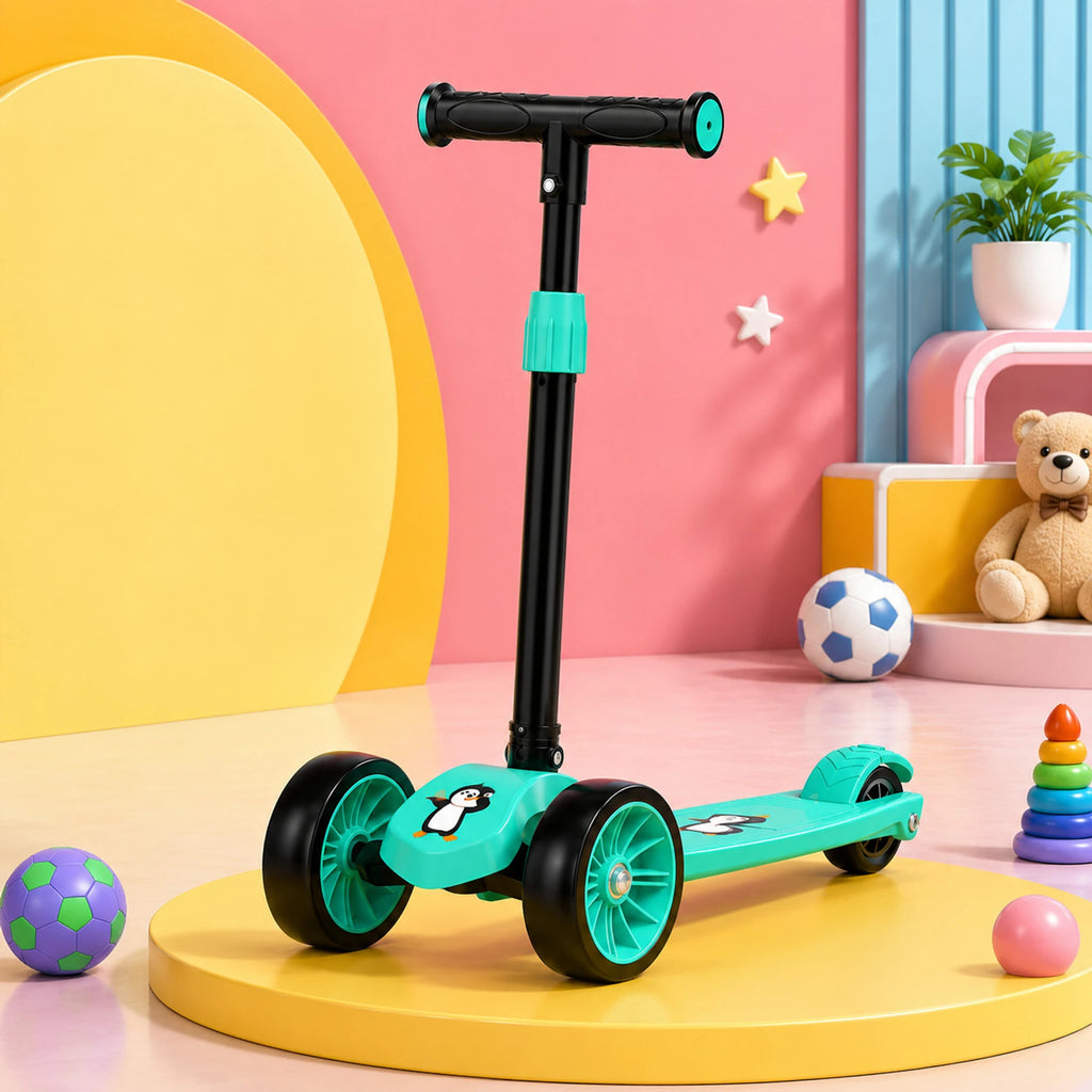 SHIVRUDRA Kids 3-Wheel Kick Scooter | Adjustable Height | Foldable BABY Scooter for 75Kg Kids Scooter (MINT, Pack of 1)